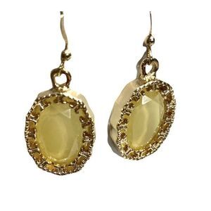 Bebe Gold Tone Chartreuse Drop Earrings NWT